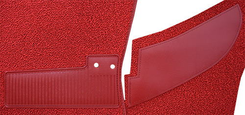 Close‑up of 1964 loop carpet and stitched heel pad